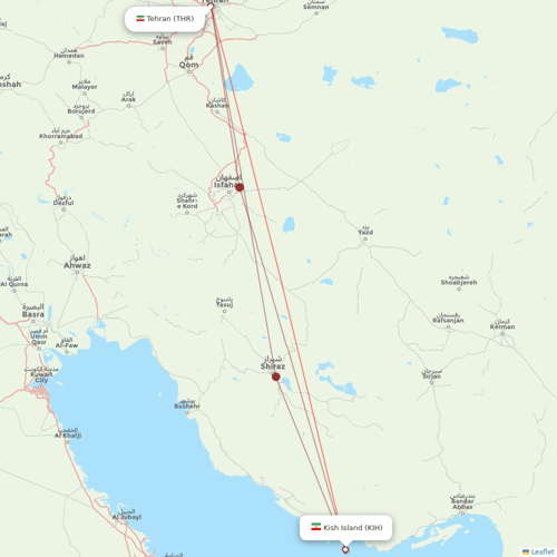Qeshm Air flights between Tehran and Kish Island