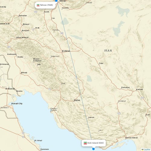 Iran Airtour flights between Tehran and Kish Island