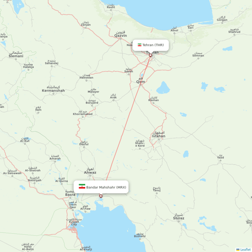 Qeshm Air flights between Tehran and Bandar Mahshahr