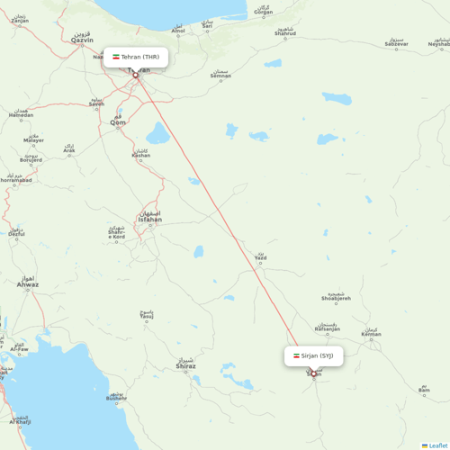Iran Aseman Airlines flights between Tehran and Sirjan