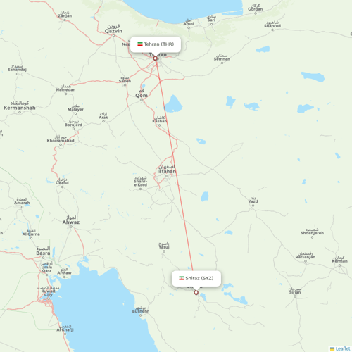 Iran Air flights between Tehran and Shiraz
