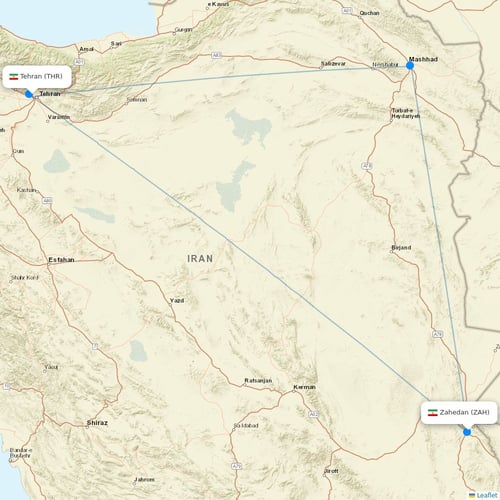 Qeshm Air flights between Tehran and Zahedan