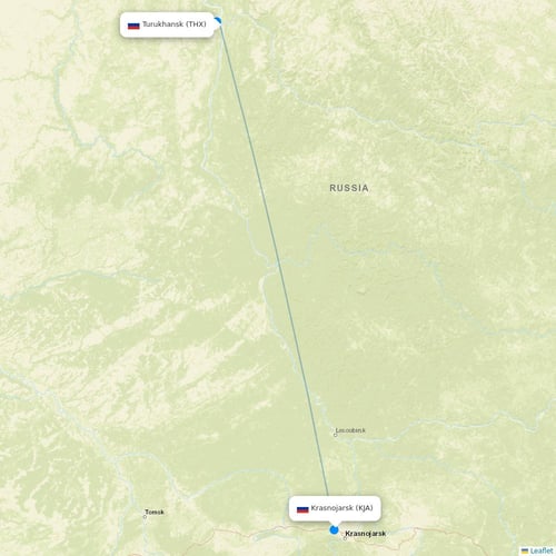 KrasAvia flights between Turukhansk and Krasnojarsk