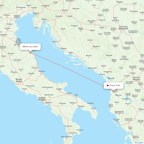 Albawings flights between Tirana and Ancona