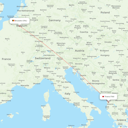 Wizz Air Malta flights between Tirana and Brussels