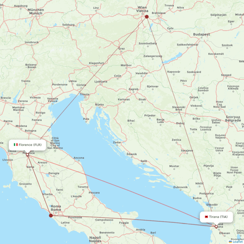 Albawings flights between Tirana and Florence