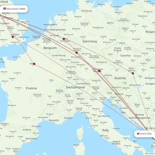 Ryanair UK flights between Tirana and Manchester