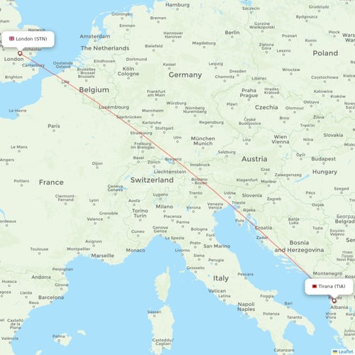 Ryanair UK flights between Tirana and London