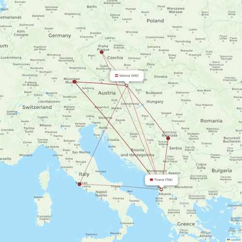 Austrian flights between Tirana and Vienna