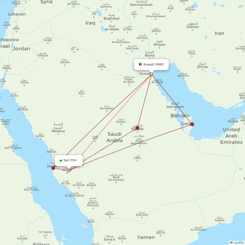 Jazeera Airways flights between Taif and Kuwait