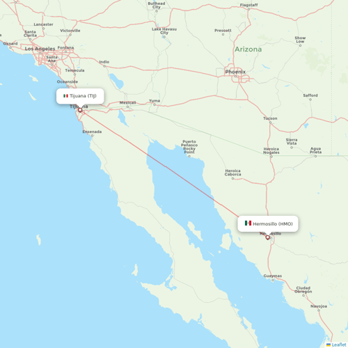 Volaris flights between Tijuana and Hermosillo
