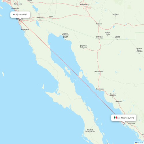 Volaris flights between Tijuana and Los Mochis
