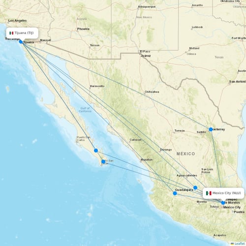 VivaAerobus flights between Tijuana and Mexico City