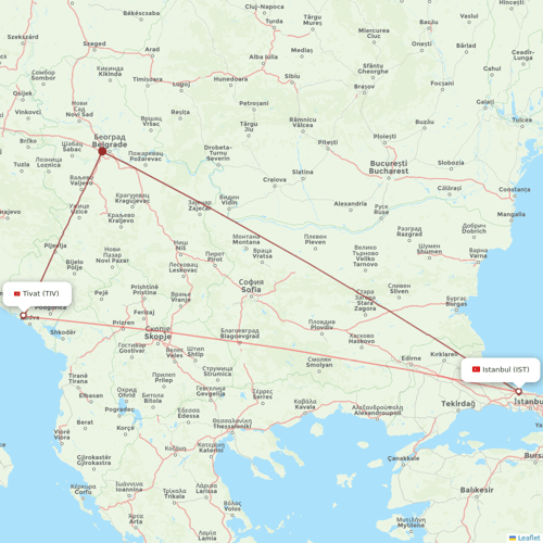 Interjet flights between Tivat and Istanbul