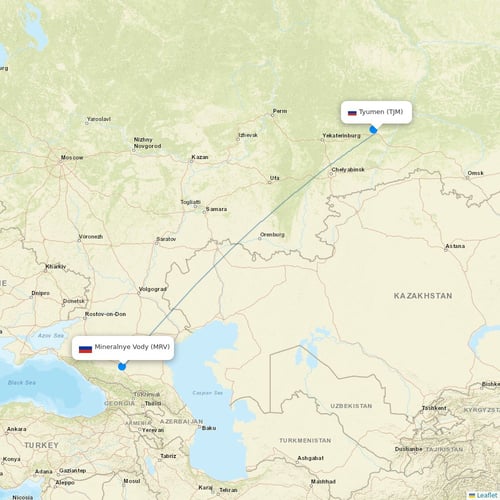 Yamal Airlines flights between Tyumen and Mineralnye Vody