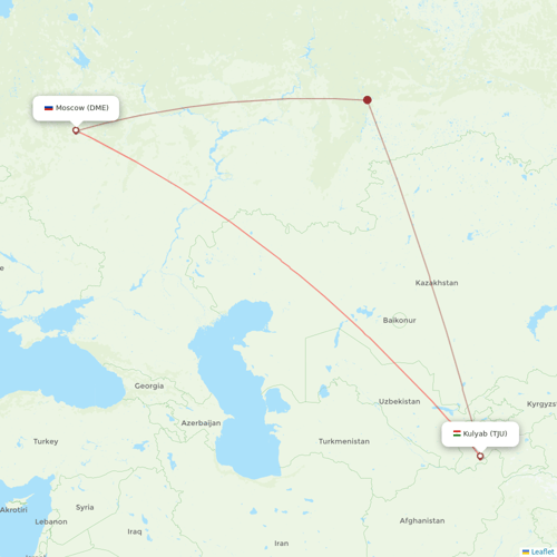 Ural Airlines flights between Kulyab and Moscow