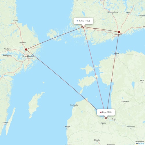 Air Baltic flights between Turku and Riga