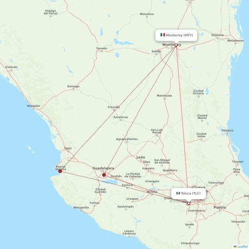 VivaAerobus flights between Toluca and Monterrey