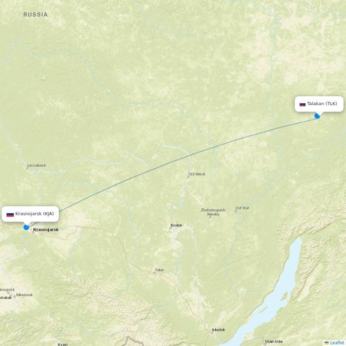 KrasAvia flights between Talakan and Krasnojarsk
