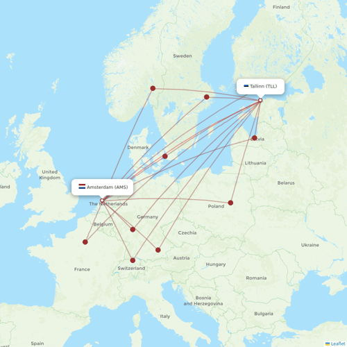 Air Baltic flights between Tallinn and Amsterdam