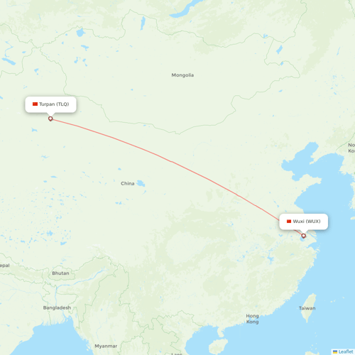 HongTu Airlines flights between Turpan and Wuxi