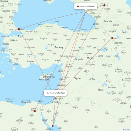 Azimuth Airlines flights between Tel Aviv-Yafo and Adler/Sochi