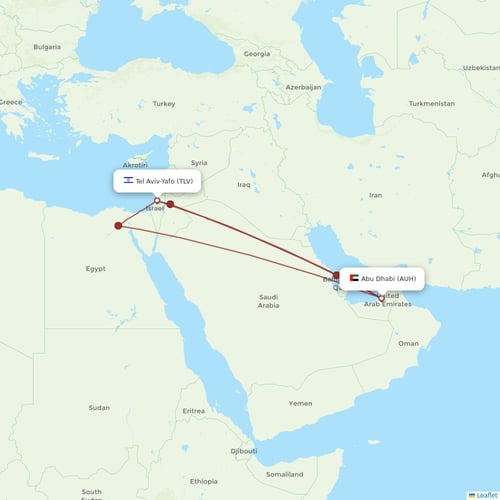 Etihad Airways flights between Tel Aviv-Yafo and Abu Dhabi