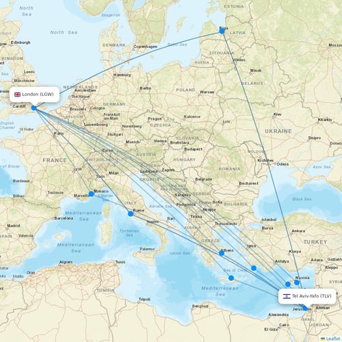 Wizz Air UK flights between Tel Aviv-Yafo and London