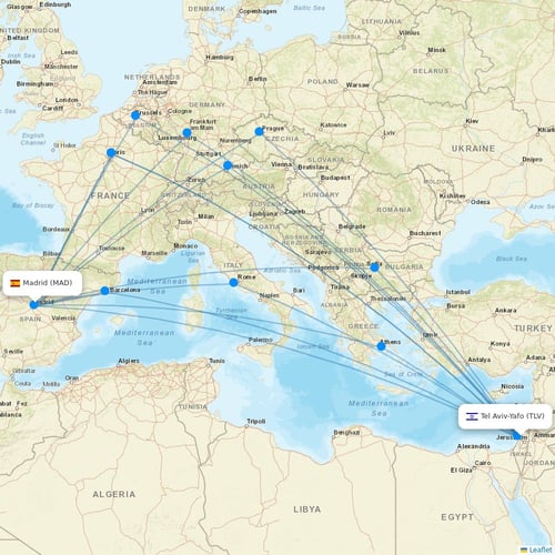 El Al flights between Tel Aviv-Yafo and Madrid