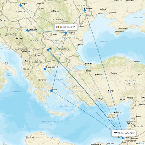 TAROM flights between Tel Aviv-Yafo and Bucharest