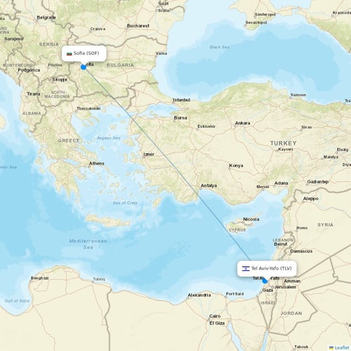 Bulgaria Air flights between Tel Aviv-Yafo and Sofia