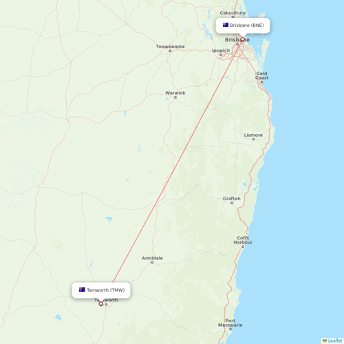 Link Airways flights between Tamworth and Brisbane