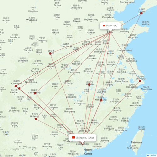 Shenzhen Airlines flights between Jinan and Guangzhou