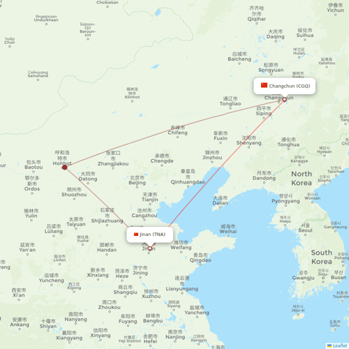 Shandong Airlines flights between Jinan and Changchun