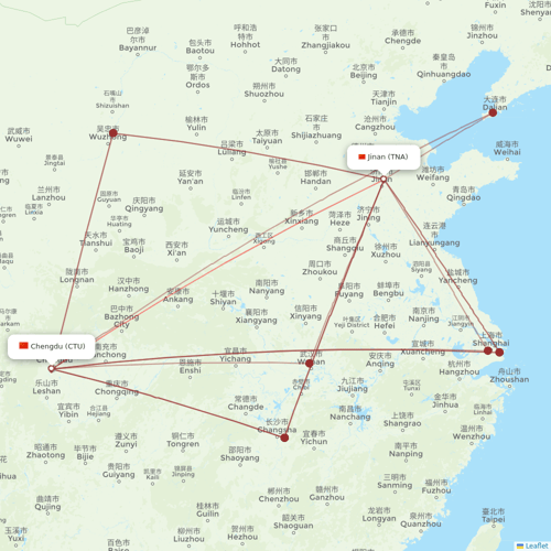 Sichuan Airlines flights between Jinan and Chengdu