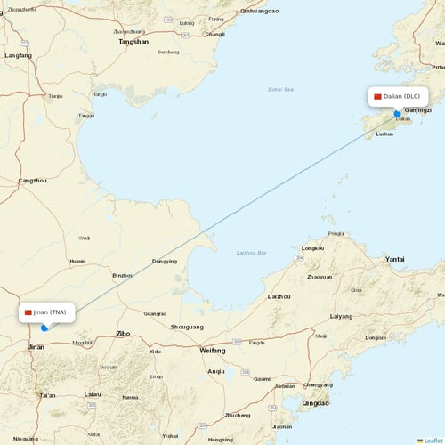 Shandong Airlines flights between Jinan and Dalian