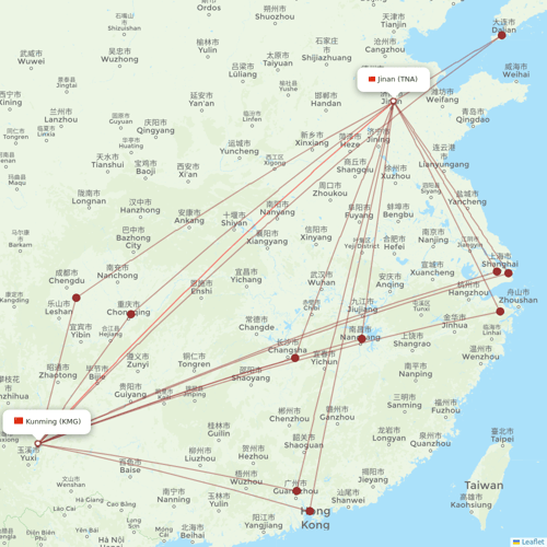 Kunming Airlines flights between Jinan and Kunming