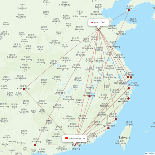 Shenzhen Airlines flights between Jinan and Shenzhen
