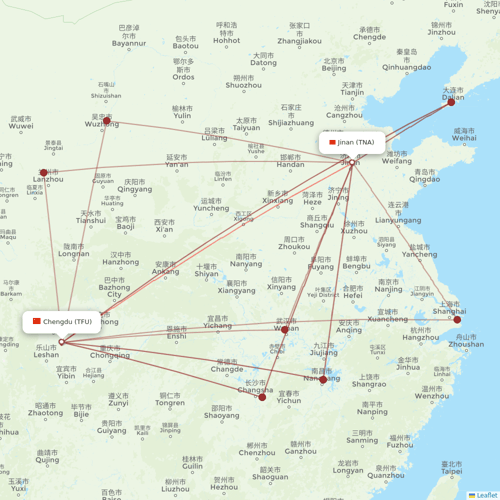 Shandong Airlines flights between Jinan and Chengdu