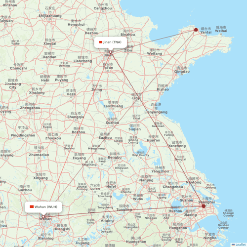 Shandong Airlines flights between Jinan and Wuhan