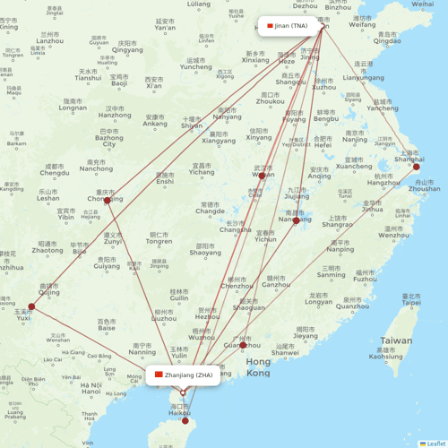 Urumqi Airlines flights between Jinan and Zhanjiang