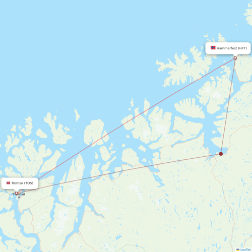 Wideroe flights between Tromso and Hammerfest