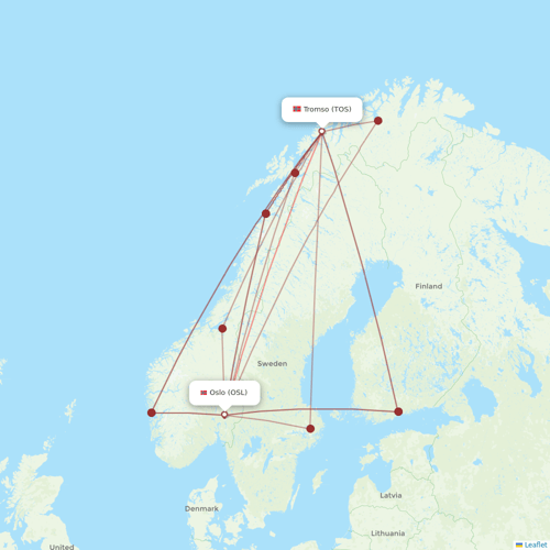 Scandinavian Airlines flights between Tromso and Oslo