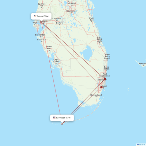 Silver Airways flights between Tampa and Key West
