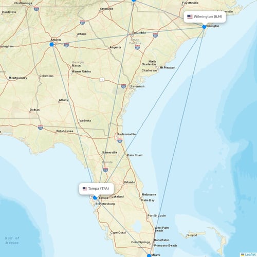 Xtra Airways flights between Tampa and Wilmington