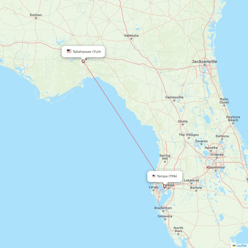 Silver Airways flights between Tampa and Tallahassee