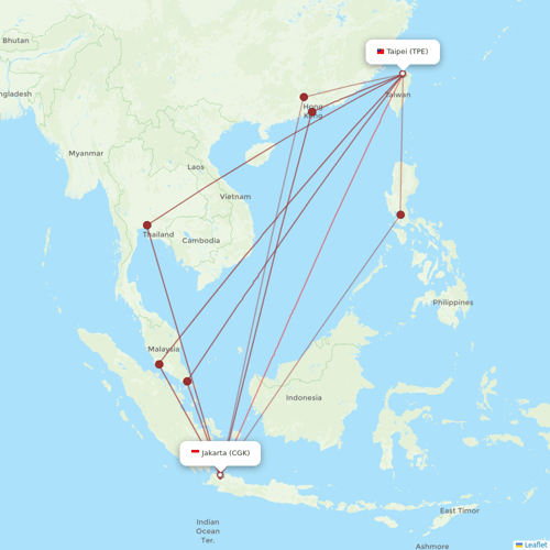 China Airlines flights between Taipei and Jakarta