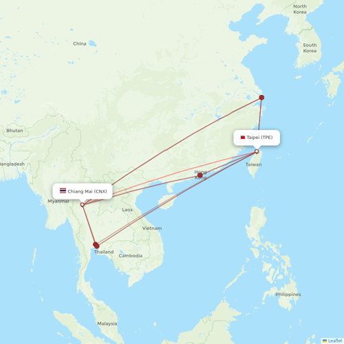 EVA Air flights between Taipei and Chiang Mai