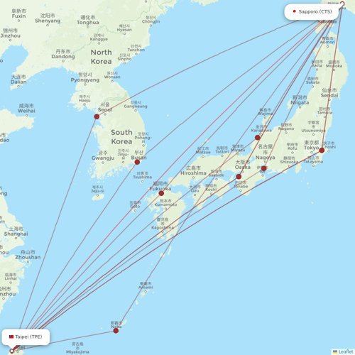 Starlux Airlines flights between Taipei and Sapporo