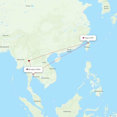 Thai Lion Air flights between Taipei and Bangkok